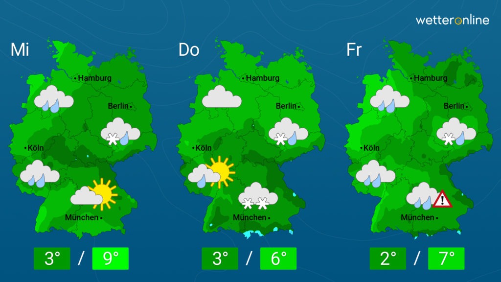 Am Mittwoch meist nasskalt