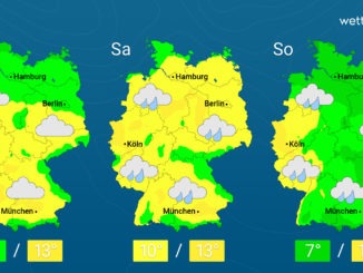 Nasses Wochenende – Am Freitag meist über 10 Grad