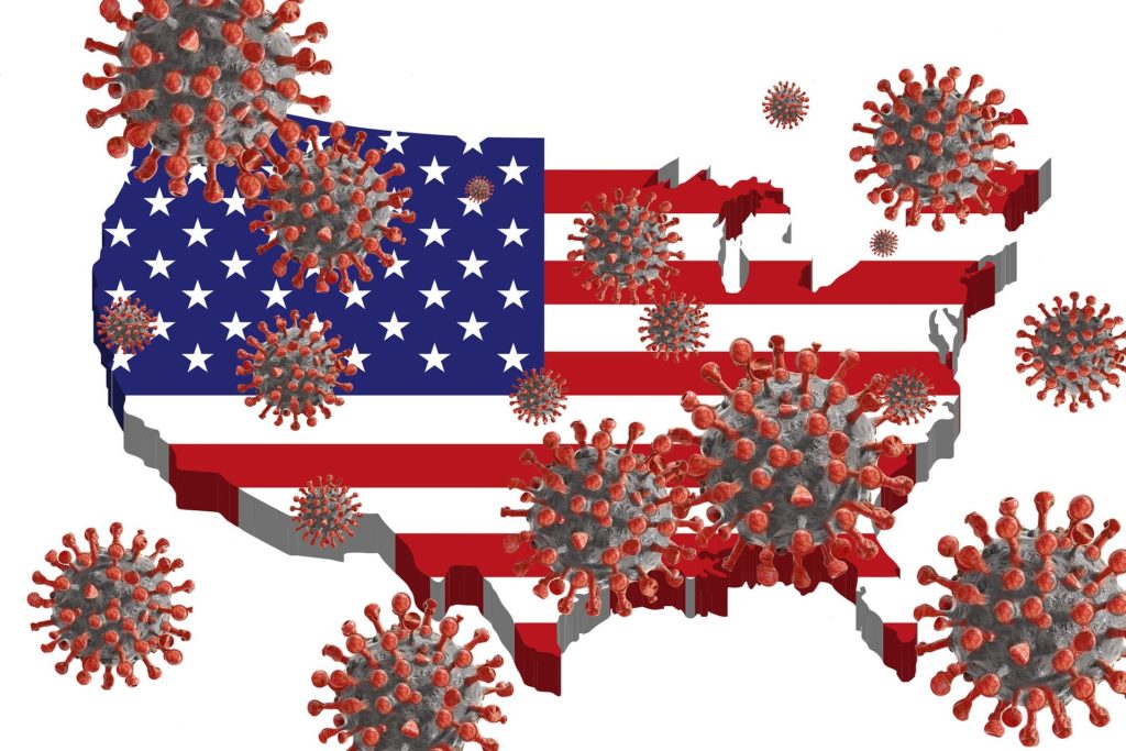 Symbolgrafik: USA mit Viren