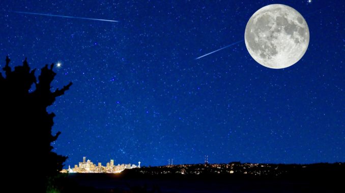 Nächtlicher Himmel mit zahlreichen Sternschnuppen