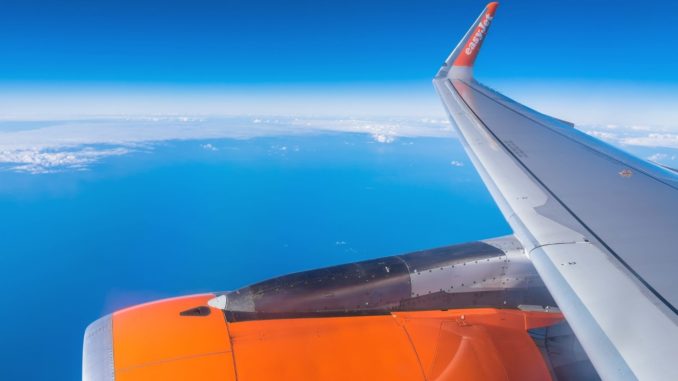 Flügel eines easyjet-Flugzeugs