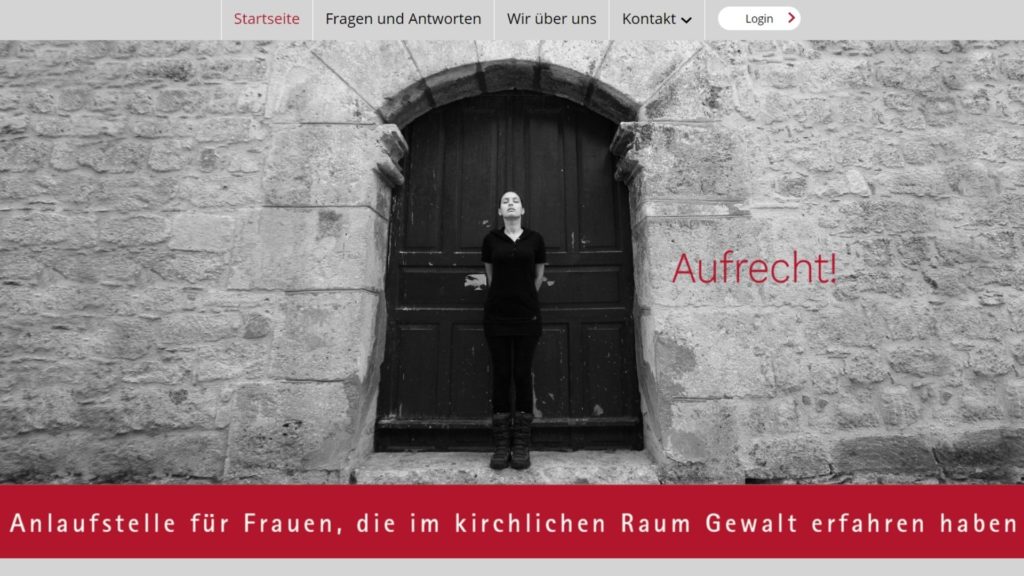 Screenshot der Website: www.gegenGewalt-anFrauen-inKirche.de