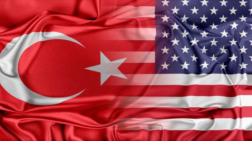 Landesflagge der Türkei und USA