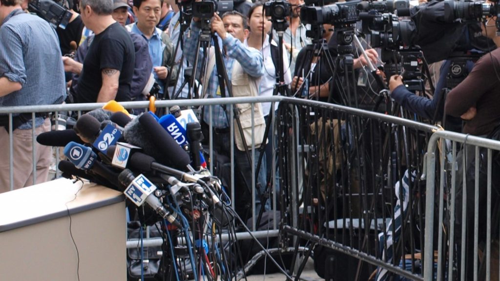 Journalisten auf einer Pressekonferenz (über dts Nachrichtenagentur)