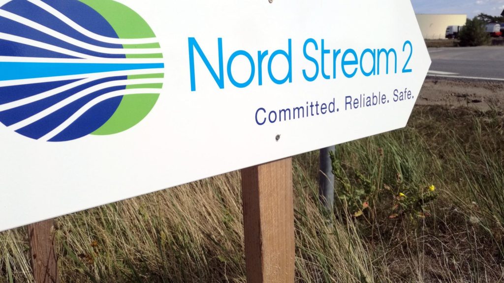 Schild zur Baustelle von Nord Stream 2 (über dts Nachrichtenagentur)