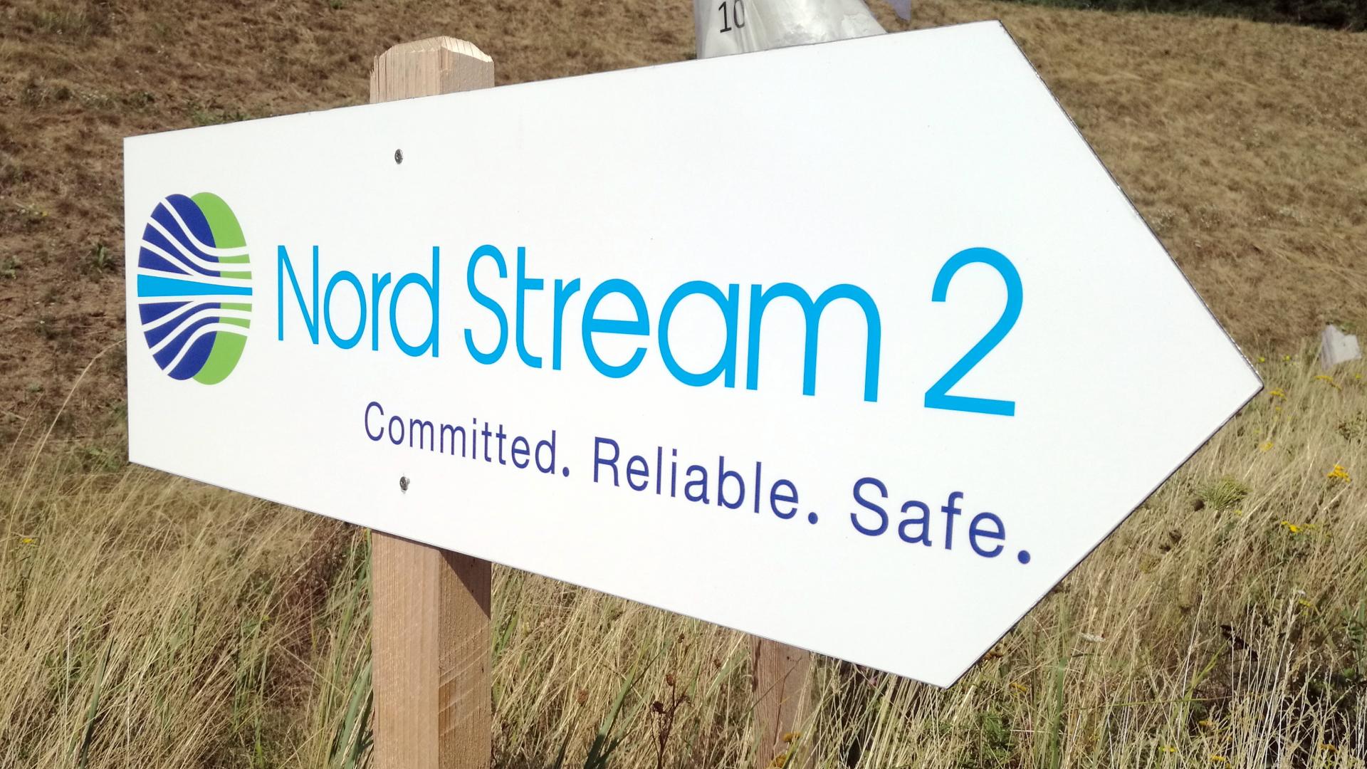 Hinweisschild Nord Stream 2 (über dts Nachrichtenagentur)