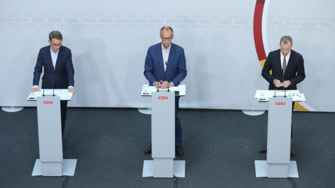 Carsten Linnemann, Friedrich Merz und Mario Czaja am 12.07.2023 (über dts Nachrichtenagentur)