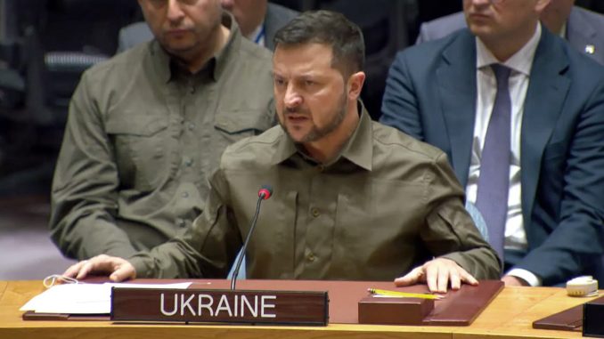 Wolodymyr Selenskyj spricht im UN-Sicherheitsrat am 20.09.2023 (über dts Nachrichtenagentur)