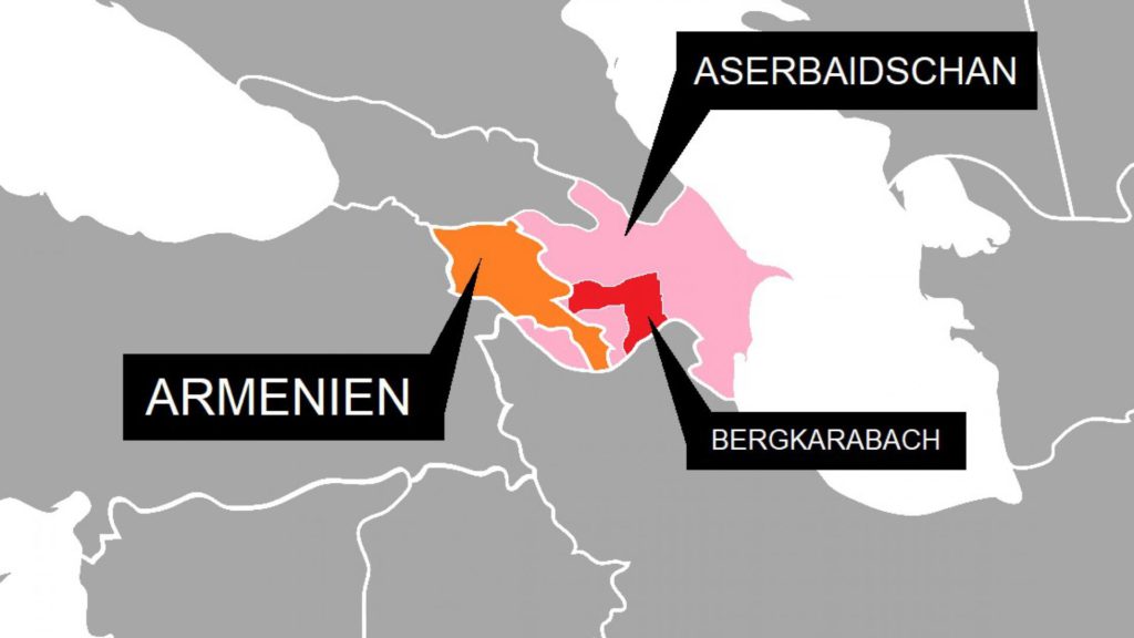 Karte mit Armenien, Aserbaidschan und Bergkarabach (Archiv) (über dts Nachrichtenagentur)